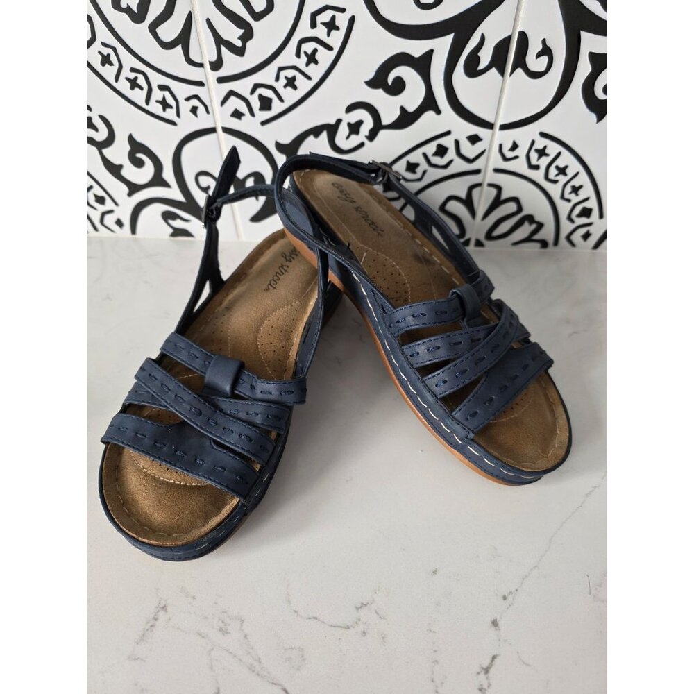Womens size 7M Easy Street Kehlani slingback sandals in navy blue